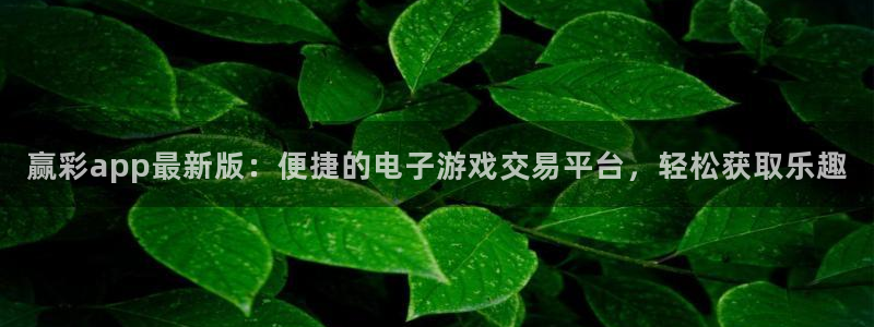 彩客网资料库官网：赢彩app最新版：便捷的电子游戏交易平台，轻松获取乐趣